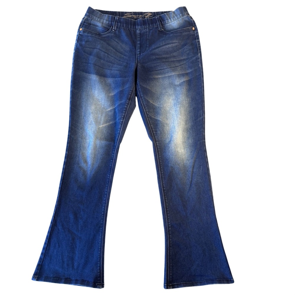 Seven7 Rocker Slim Flare Jeans 14 Dark Wash Highβ Rise Pull On Stretch Denim